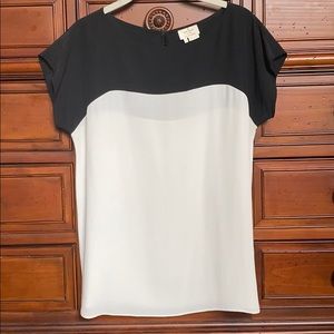 Black and white color block blouse